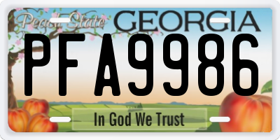 GA license plate PFA9986