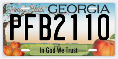GA license plate PFB2110