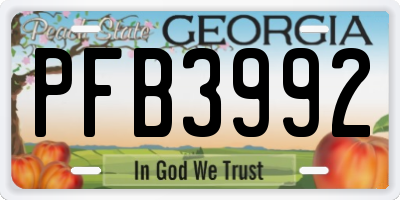GA license plate PFB3992