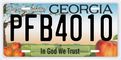 GA license plate PFB4010