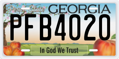 GA license plate PFB4020