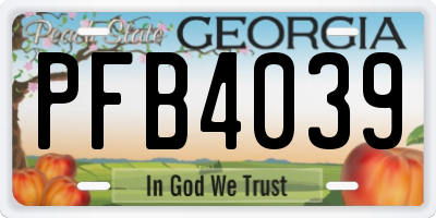 GA license plate PFB4039