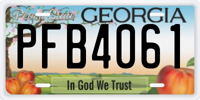 GA license plate PFB4061