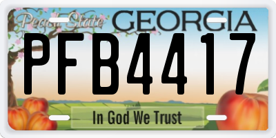 GA license plate PFB4417