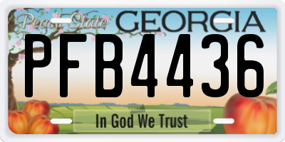 GA license plate PFB4436