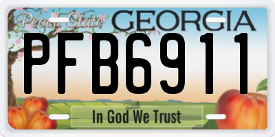 GA license plate PFB6911