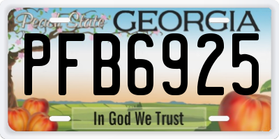 GA license plate PFB6925