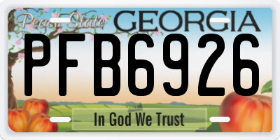 GA license plate PFB6926