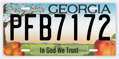 GA license plate PFB7172