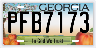 GA license plate PFB7173