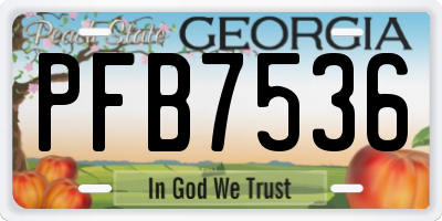 GA license plate PFB7536
