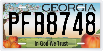 GA license plate PFB8748