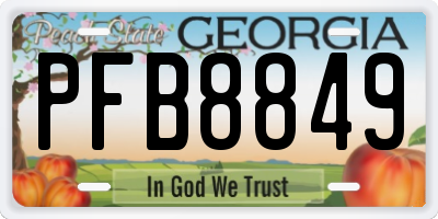 GA license plate PFB8849