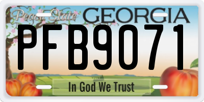 GA license plate PFB9071