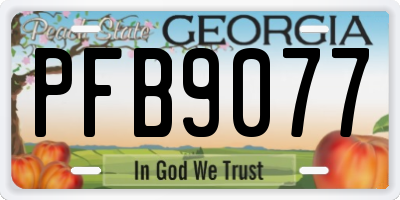 GA license plate PFB9077