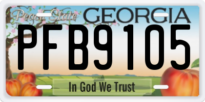 GA license plate PFB9105