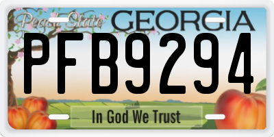 GA license plate PFB9294