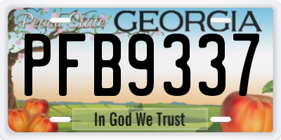 GA license plate PFB9337