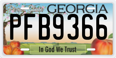 GA license plate PFB9366