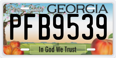 GA license plate PFB9539