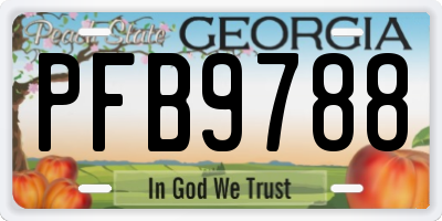 GA license plate PFB9788