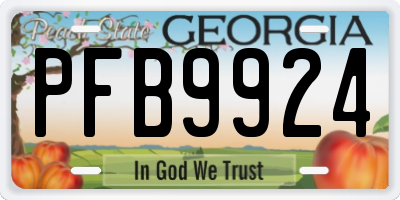 GA license plate PFB9924