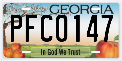 GA license plate PFC0147
