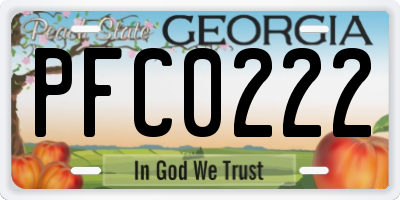GA license plate PFC0222