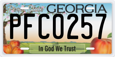 GA license plate PFC0257