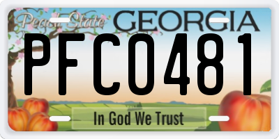 GA license plate PFC0481