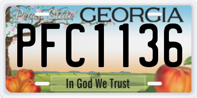 GA license plate PFC1136