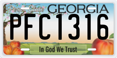GA license plate PFC1316