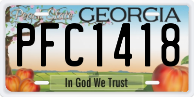 GA license plate PFC1418