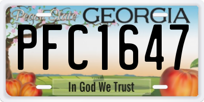 GA license plate PFC1647
