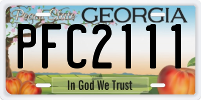 GA license plate PFC2111