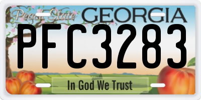 GA license plate PFC3283