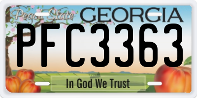 GA license plate PFC3363