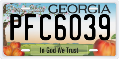 GA license plate PFC6039