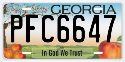 GA license plate PFC6647