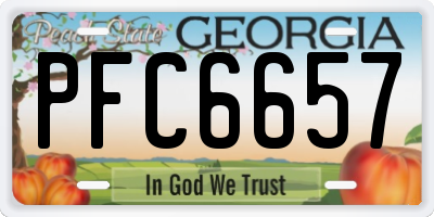 GA license plate PFC6657