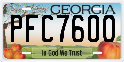 GA license plate PFC7600
