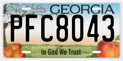 GA license plate PFC8043