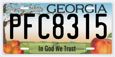 GA license plate PFC8315