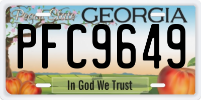 GA license plate PFC9649
