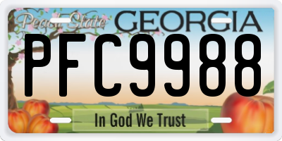 GA license plate PFC9988