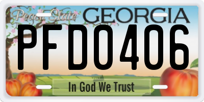 GA license plate PFD0406