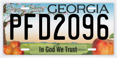 GA license plate PFD2096