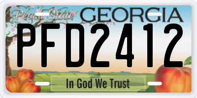 GA license plate PFD2412