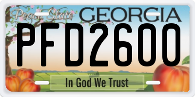 GA license plate PFD2600