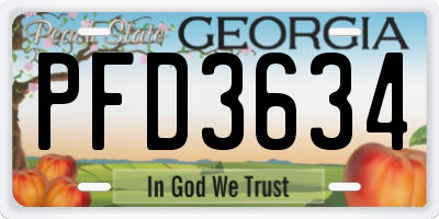 GA license plate PFD3634